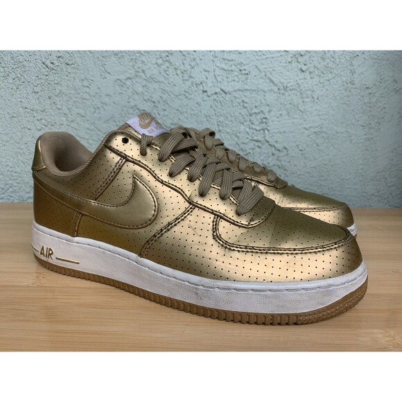 Nike Air Force 1 Low '07 LV8 Metallic Gold Perforated 718152-700 AF1 Size‎ 7.5
